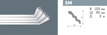Плинтус потолочный SM/42 Nomastyl 100х95