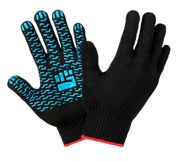 Перчатки х/б с ПВХ Черные/Белые 10 класс 4 нити Средние M 10/300