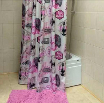 Штора для ванной BATH Винтаж AP1399 белый/розовая 180х200  21254-P