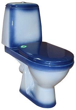 Унитаз (компакт) ROSA "ПРЕМЬЕР" крышка сиденье (СИНИЙ декор)