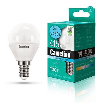 Лампа с/д CAMELION LED5-G45/845/E14 220V 5W