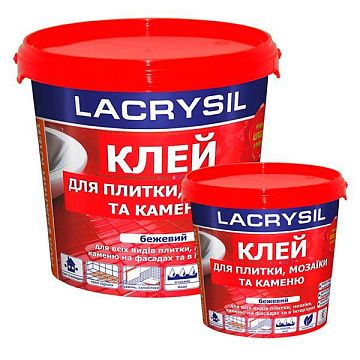 Клей для камня, мозайки и плитки 1кг св.серый (6шт) Lacrysil