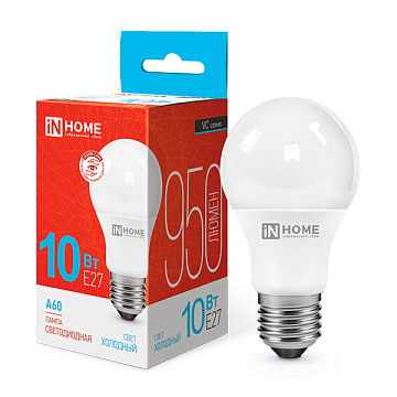 Лампа с/д IN HOME LED-A60-VC 10Вт 230В E27 6500К 900Лм