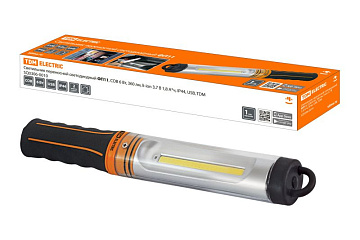 Фонарь с/д TDM переносной ФП11, COB 6 Вт, 360 лм, li-ion 3,7 В 1,8 А*ч, IP44, USB