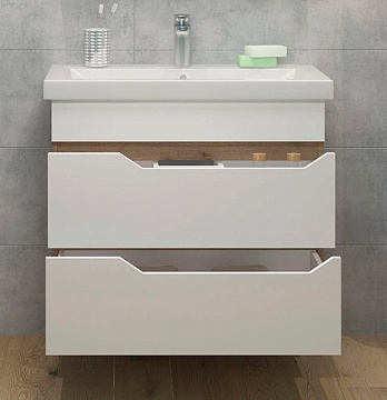 EVAGOLD "LIBERTY №2" 80 Тумба подвесная (БЕЛАЯ) c Умывальником ГРЭММИ-80