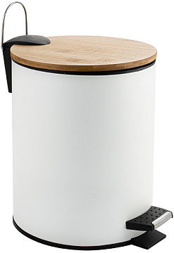 Ведро круглое 5л эмаль с деревом, педаль 1555