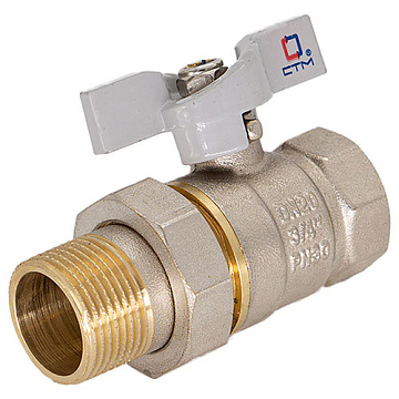 Кран шар. для воды 3/4" с накид. гайкой угловой бабочка, CTM СТАНДАРТ