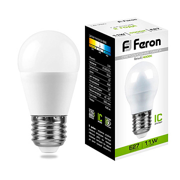 Лампа с/д FERON (11W) 230V E27 4000K, LB-750