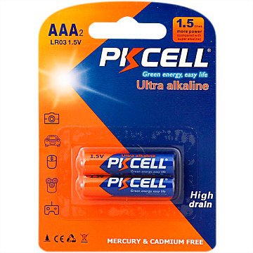 Эл. питания алкалиновый PKCELL 1.5V AAA LR03, 2 шт/бл