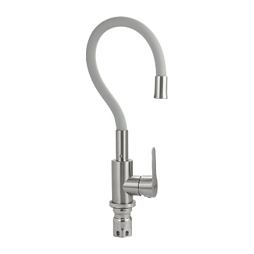 Смеситель BRIMIX для кухни гибкий СЕРЫЙ излив, НЕРЖАВЕЮЩАЯ СТАЛЬ (9319)