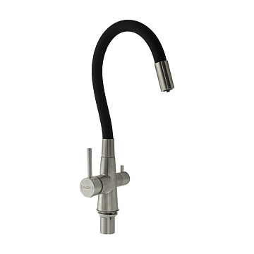 Смеситель НЕРЖАВЕЮЩАЯ СТАЛЬ MAGNUS для кухни с изливом для чистой воды ЧЕРНЫЙ (91117)