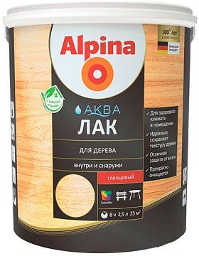 Alpina Аква Лак Белорусский для паркета и полов акриловый шелковисто-матовый 2,5л						
