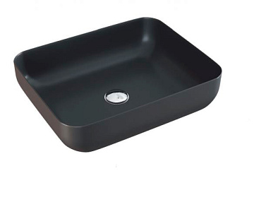 Раковина SHELL BLACK MATT накладная 515*400*130 (0619 black matt)