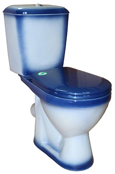 Унитаз (компакт) ROSA "ЛИРА" косой выпуск, слив 6литров, сиденье полипропилен (СИНИЙ)