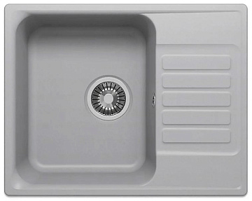 Мойка кухонная кварцевая POLIGRAN QuartzBond 600 ГРЭЙ (С СИФОНОМ)