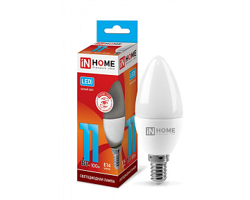 Лампа с/д IN HOME LED-СВЕЧА-VC 11Вт 230В E14 6500К 820Лм