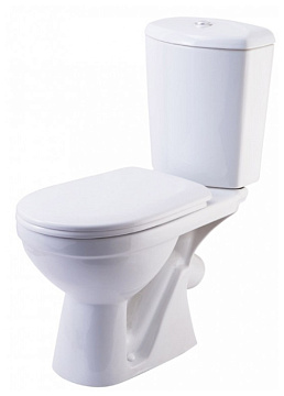 Унитаз (компакт) ROSA "КОМФОРТ ЛЮКС" косой выпуск, слив 3/6литров, сиденье полипр МИКРОЛИФТ (БЕЛЫЙ)