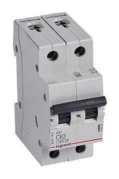 Выключатель автоматический LEGRAND RX3 2/63 C 4,5kA 419703