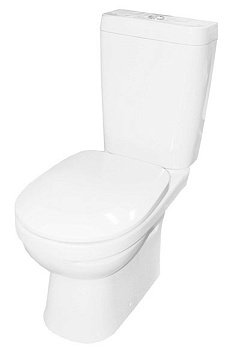 Унитаз (компакт) КЕРАМИН АЛЬБАНО БЕЗОБОДКОВЫЙ, слив 3/6л., сиденье ДЮРОПЛАСТ МИКРОЛИФТ