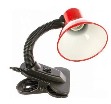 Настольная лампа IN HOME СНП-01К на прищепке 40Вт E27 КРАСНЫЙ (мягкая упак.) 