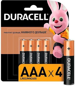 Батарейки DURACELL AAA 4шт LR03-4BL BASIC CN