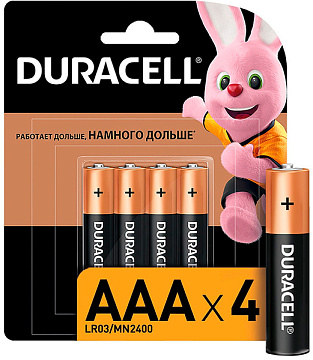 Батарейки DURACELL AAA 4шт LR03-4BL BASIC CN