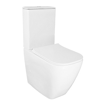 Унитаз (компакт) AZARIO "MIRADA S" БЕЗОБОДКОВЫЙ, слив 3/6л., сиденье ДЮРОПЛАСТ МИКРОЛИФТ (AZ-1288A)