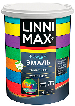 LINNIMAX Эмаль Аква акриловая  шелк-мат. База 1, 0,9 л