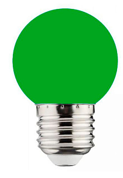 Лампа с/д HOROZ E27 220 В 1W  шар  зеленый