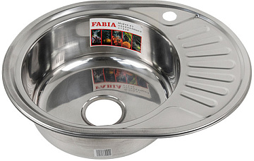 Мойка из нержавеющей стали врезная FABIA 57*45 (ЛЕВАЯ) толщина 0,8мм, глубина 180мм (62330L)