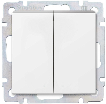 Выключатель 2-клавишный 10А белый "Нептун" (SBE-05w-10-SW2-0)