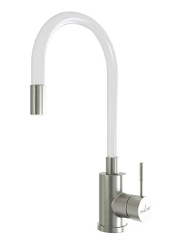 Смеситель НЕРЖАВЕЮЩАЯ СТАЛЬ для кухни 35k MIXLINE гибкий силиконовый излив БЕЛЫЙ ( MLSS-0325 БЕЛЫЙ)