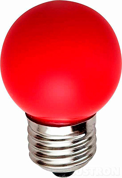 Лампа с/д HOROZ E27 220 В 1W  шар красный 