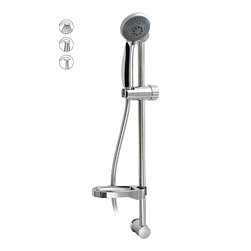 Стойка душевая METAL с душевой лейкой 3 режима, шлангом и мыльницей (00001)