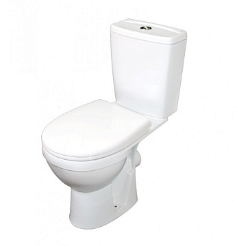 Унитаз (компакт) ROSA "РИО" горизонтальный выпуск, слив 3/6литров, сиденье полипропилен (БЕЛЫЙ)