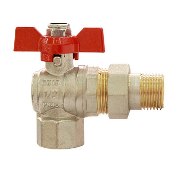 Кран шаровый со сгоном угловой  1/2" ( бабочка ) HLV