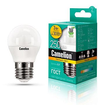 Лампа с/д CAMELION LED3-G45/830/E27 220V 3W
