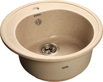 Мойка кухонная кварцевая GRANFEST RONDO GF-R510 (БЕЛЫЙ) (С СИФОНОМ)