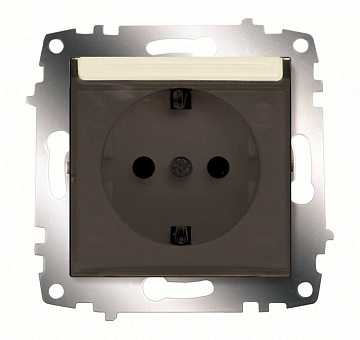 Розетка  ZENA 1-я с/з с крышкой крем