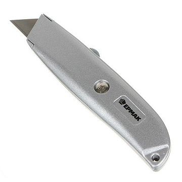 ЕРМАК Нож, 18 мм, выдвижное трапециевидное лезвие, углеродистая сталь