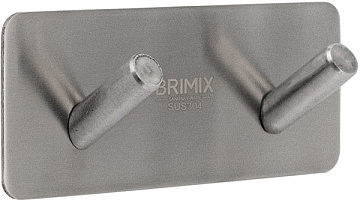 Крючок 2-ой на планке самоклейка без сверления BRIMIX НЕРЖ.СТАЛЬ (541)