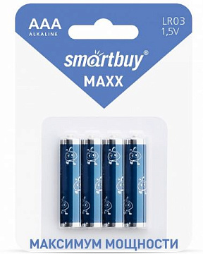 Батарейка алкалиновая Smartbuy MAXX LR03/4B (48/480)  (SBBM-3A04B)