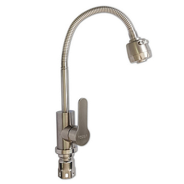 Смеситель MAGNUS для кухни гибкий гусак, НЕРЖАВЕЮЩАЯ СТАЛЬ (9214)