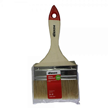 Кисть плоская DERZHI "Эко", смеш.щетина, дерев.ручка,100мм (1/240) 8122-100