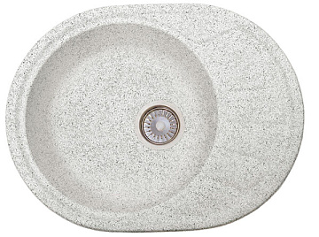 Мойка мрамор FOSTO КМ 58-45 SGA-210 ОВАЛ с сушкой, цвет ОЛОВО,  570*440*165, С ОДИНАРНЫМ СИФОН