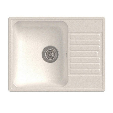 Мойка кухонная кварцевая GRANFEST QUARTZ GF-Z13 620x480 БЕЛЫЙ С СИФОНОМ