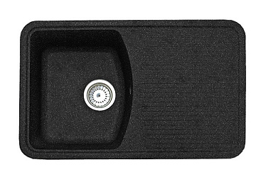 Мойка мрамор FOSTO КМ 76-47 SGA-420 ПРЯМОУГ., цвет черный,742*480*173, С ОДИНАРНЫМ СИФОНОМ
