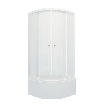 Душевое ограждение с поддоном TRITON Стандарт Б (90*90) поддон высокий, стекло ЛЁН, проф.БЕЛЫЙ (5 ме