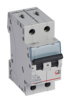 Выключатель автоматический LEGRAND TX3 2-пол. 16 А 6кА *404042*