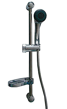юСтойка душевая METAL с душевой лейкой 3 режима, шлангом и мыльницей (00001)